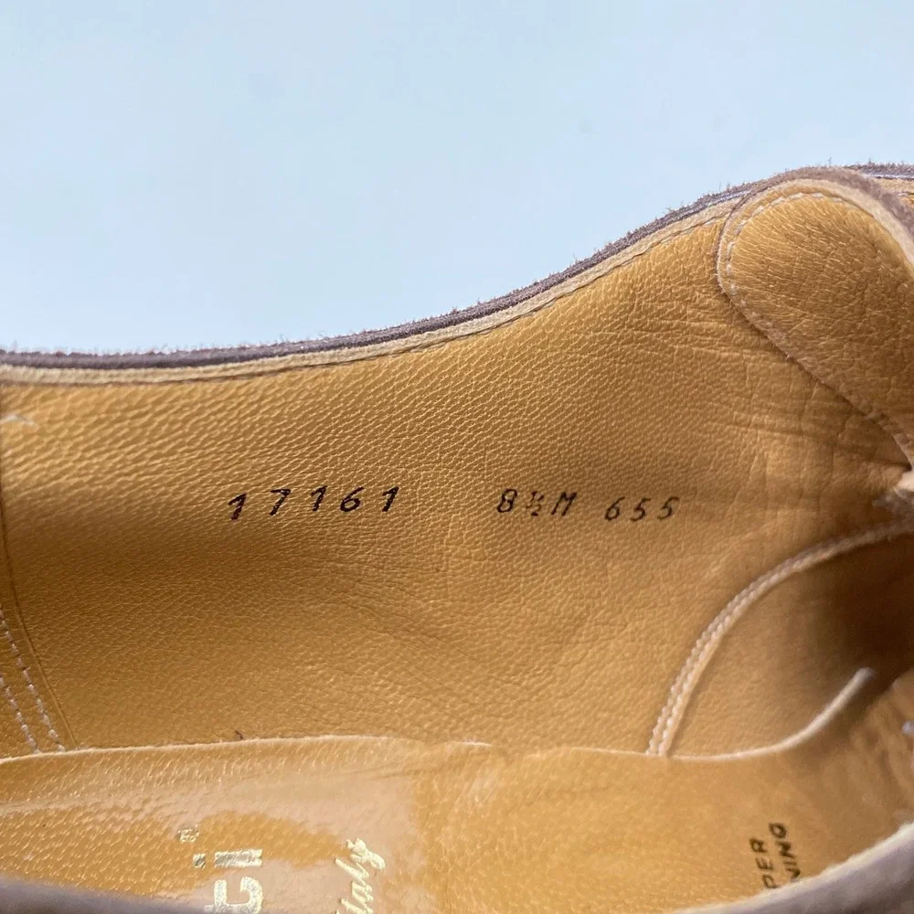 Gravati Split Toe Monk Strap Suede Dress Shoes Mens 8.5M Brown Leather Italy - Picture 10 of 12